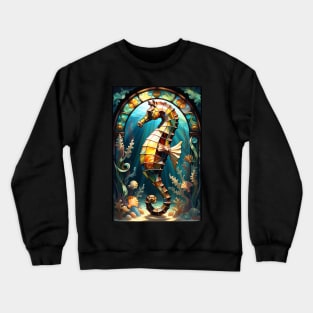 Stained Glass Sea Horse Crewneck Sweatshirt